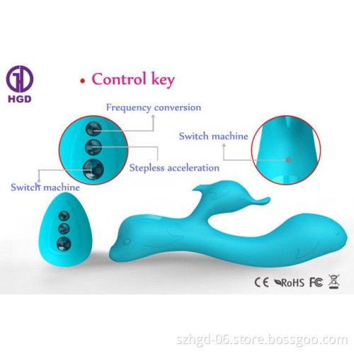 Rechargeable silicone dolphin vibrator remote control bluetooth sex toy